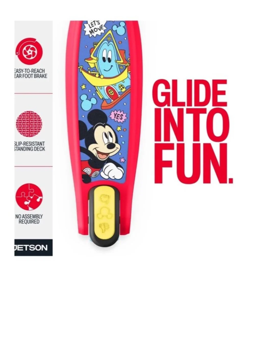 Scooter Kick 3 Wheel LED Lights Height Adjustable Foldable Jetson Mickey Kids